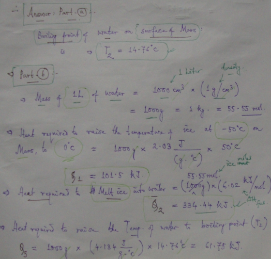 Answar: Part -@ Swtes f Mave Brenling bint T. = 14-7c Part B Mee 4 ner- cM = !. 55-$5 mal Hat Tnira mise the tmpendur tee at