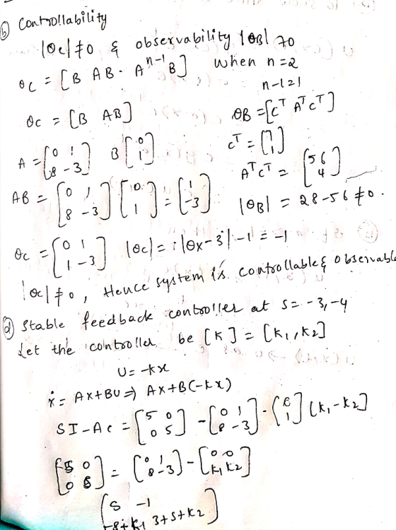 Cahollabilit 10cIto observability 1ealao n-I n-2 3 ) Stable feedback conto re ats -3,-y let the con trollea be CK Cki,k, ら..