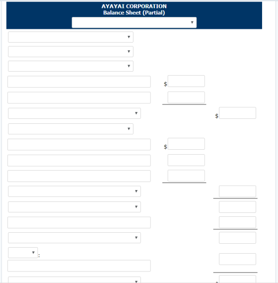 AYAYAI CORPORATION Balance Sheet (Partial)