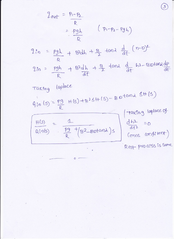 out P-B Pgh dt dt dt Taking laplace 4(s) Taking loplace of d 42 Cone, tor rent R est PYo cess is Same