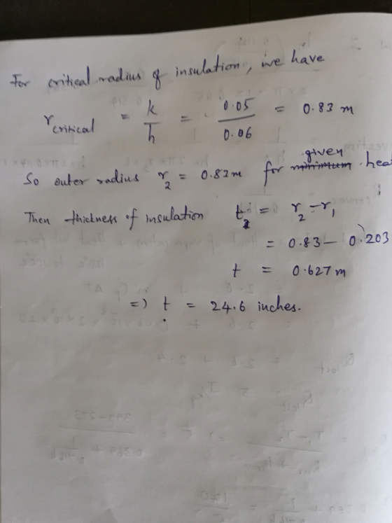 dation, e have ть. critial .~aaius 8 insulatio, we have D-86 ivey 2 - 0830 203 t = 0.627 m e) t = 24.6 iuches.