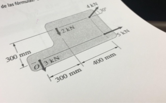 de las fórmu 4kN 30 2kN 300 mm 5 KN O 3 kN 400 mm 300 mm
