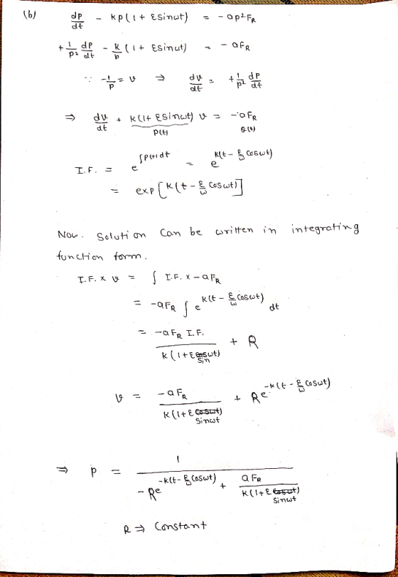dt pt df olt P(tl Nou. Soluti an Com be witen in integycing R. l Constant