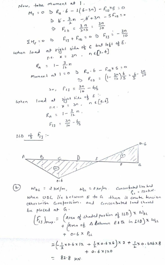 2. i 30 re 2. 3 3 n C D 3 n 2. 13 b. 120kN tohen UdL lie be1ween E to G then İ↓ cnak, kns.on be placed a G. D L + 0.6 x120 -