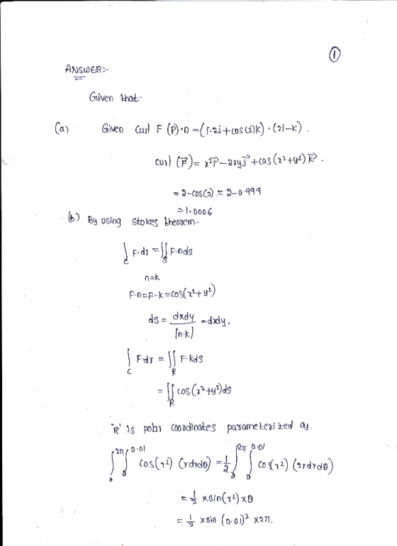 ANSWER! Given hat, 0006 6) Bj osing stokes theoen ds- dkdy .ddy. n-k)