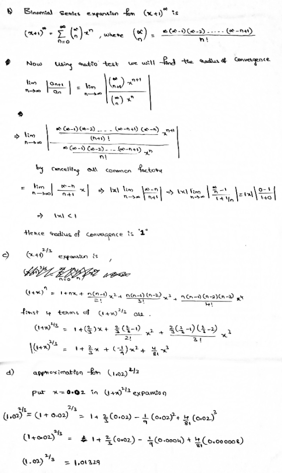 Binomial Sentet C 2).-. .. (o-n+1) whene Canvergence adius df tthe we will- Nous anatio teat using nt antt C)(-2)-- - (-n41)