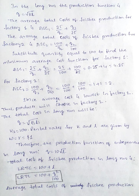 run the producton tunch。ού Thecverage total Costs otrisbe probn fof @p lơo Substi tuta quantit equal to Loo 100 to find he mi