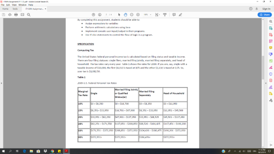 File Edit View Windew Help ⑦ A Sign In Home Tools IT109N Assigmenx d share By completing this assignment, students should be