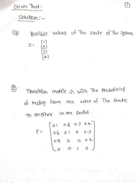 Gil von Thal Solution: Rossible value of The Stade of The stom Ci) 2) 3) 4) of main oom one vlue of The Seate to anotheγ in o