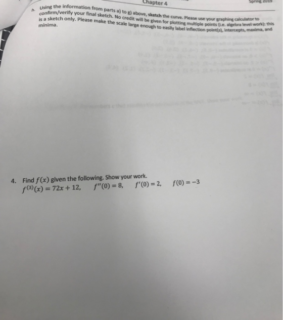Chapter using the information from parts a) to g) above, sketch the curve. Please use your graphine nfirm/verify your final s