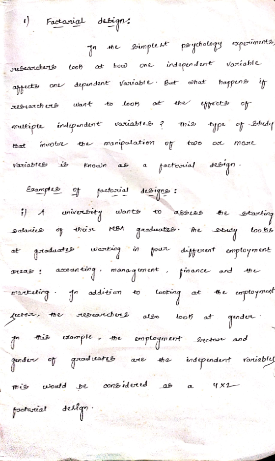 dusigns Factanial pimple tpholag ta the font variable indapende hoco one Looh ugearcherB Variab e But happens what on depende