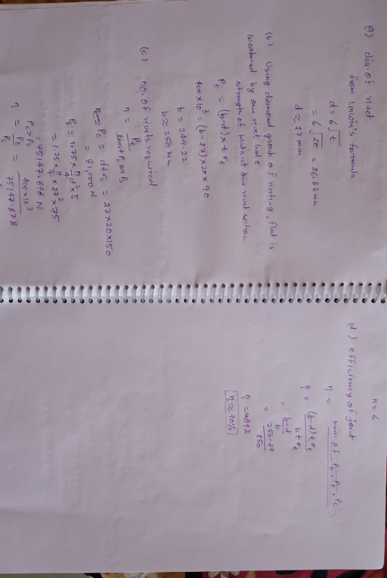 dig 0f uet fxom unwins formula (e) e fficiency of jeiut da6Jt $7 = bto b-d b 250-47 (6) Using dicmond g1oup of rioeting flat
