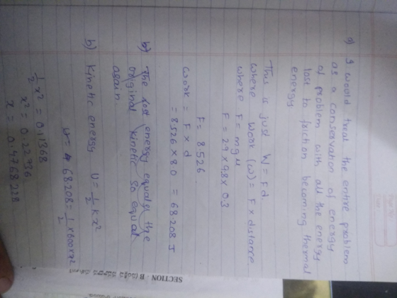 SECTION B (BO 3555 5hm would treat the entre pableno of enesgy all the eneXgY becoming thexmal Consesvahon asith tost to enex