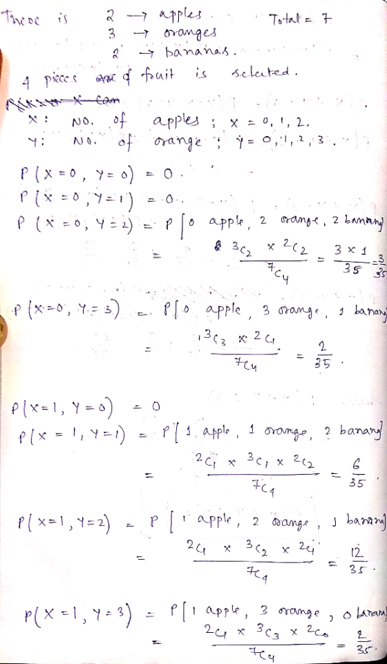 atples oamges bananas. Total Treoe is Sclcated 4 pice KASKCam apples x = 0, , 2, NO NO. o) P(x 0 O Lemnny Craung, 2 2 appl 2