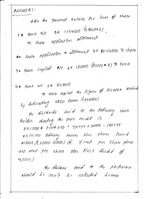 ANSWE R 7O shau appliation allims ㄐ米Bank A/c DR 16311000 3 dC0o)