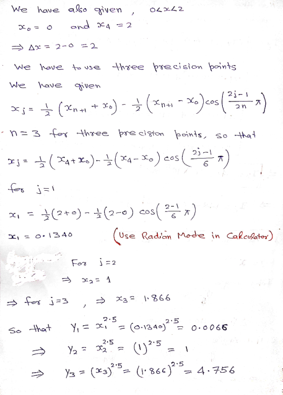 We have aso iven 42 CS We hove se hee precision points We have ven 2,-I h -1 2 Use Radiaode in CaRcuRator) 2 2-5 (x-)-(1.866