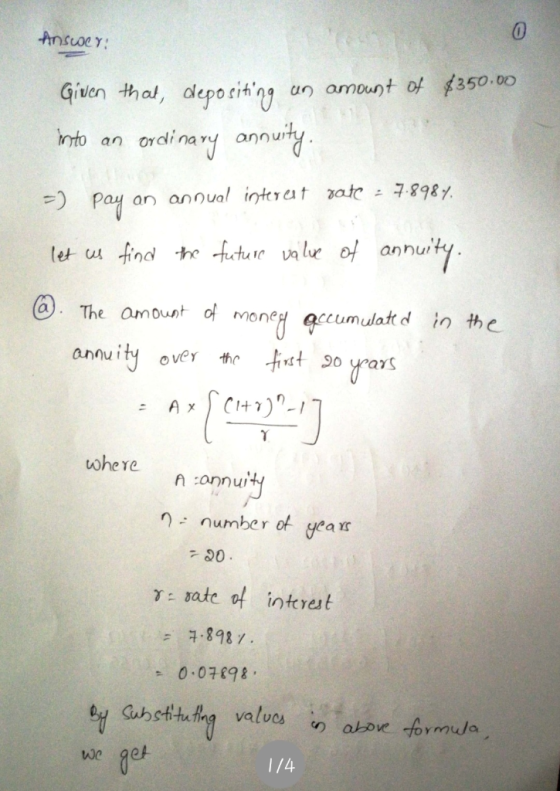 0 iven thal, depotitng un amont of f350.00 nto an ordinary annuity :) pay an annual intrd trate» 구898 y. annuiY annuity O oh