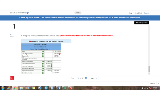 50 Ch 5 Problems Saved Help Save & Exit Submit Check my work mode: This shows what is correct or incorrect for the work you h