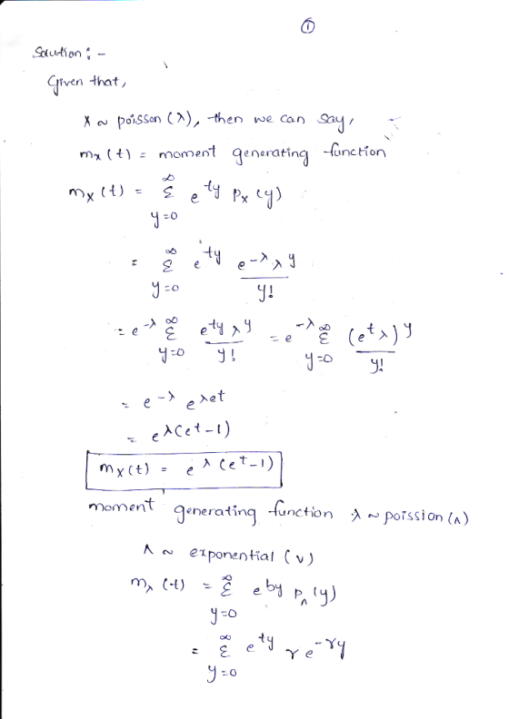 Solution- ven that -function eneratin Co ACet- moment Jene rating -function λ^. Potssi on A ponential v)