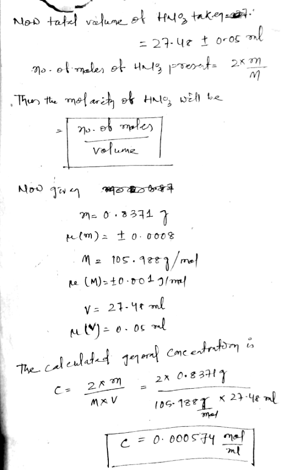 NOo tate valune of HN takej e09. ot maler ot presnt Thu the mofarit HNO, wih be Valume m 0. 8371 to o00 M2 10S. 988 dCoa0(w)