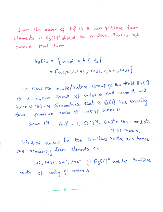 Since the ovdey af Fis 8 and caJ-u, tour elements in F3CtJtshould be Primikve,失at is, of ovder Find t em υγ 7 a+bi: a, b ovde