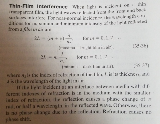 Thin-Film Interference When light is incident on a thin transparent film, the light waves reflected from the front and back s