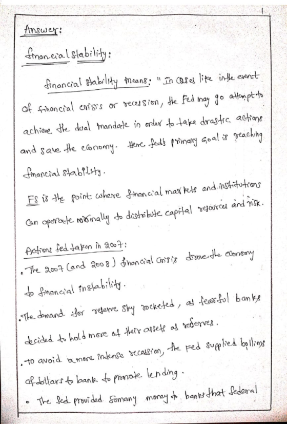 Answer: inan eralelability financial abilty meang: Tn Cos el lipe ine eenct af fihoncial ci srs or recesion, e fed may go at
