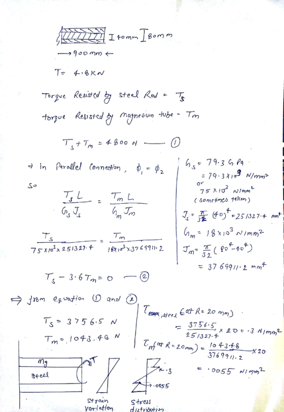 I tomm 900 mm Torgue Reansted by steel Rod torzue Resisted magnesun tubeTm TTm 79.3 C Pa n Paralel Connecton 79.3 X N/mm2 So