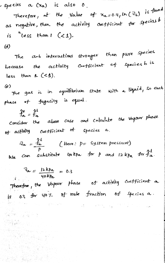 also a Cxa) - Species a0.4, 7 isfaund activity cetficient for Specias b Value the Therefore, at negative, then the as C<1) t