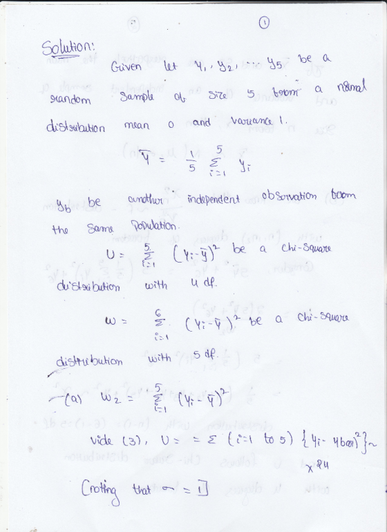 Soluion Guven t 925 be andom dist sstbution man and Varuanat 5. .ū).. be Chi-Square a distubuhion 5 de 5 a) w fo tat
