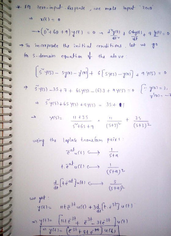 o S- domain equation tha adn ve ts) 143 3 S S46 (+3) (s+3)2 t laplae to pain ab dt (s ta)- 3t dt 3 t