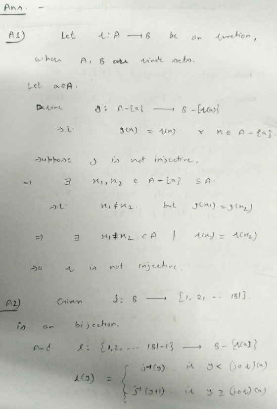 Ans- Let aeA つ、t. Crivem 人(3) =
