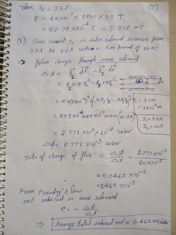 2 S (b) Since Cuaaen I, in lux chan 2 2-771X106 X 1011 wow \ e 69 = 0.0462 10 c0A 62 지。 em Fabo = D. 462 my Vesa