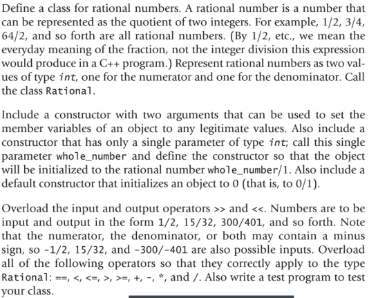 Define a class for rational numbers. A rational number is a number that can be represented as the quotient of two integers. F