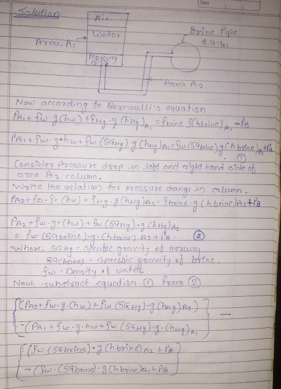 Date Now acconding to囚e8n\cellis equation 2h e (T nie the melation for pressure change coluunn on m