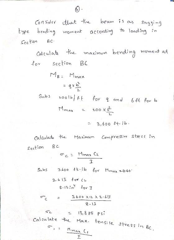 nsd e Y dha大.fue beam SOA Saggi ng type bendin momet according t ladn n Section BC Calculab h maximun bending moment at fo S