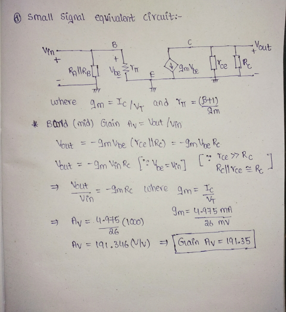 ④ small signal equivalent civait:- out where am 4-975 (100) ะ db mv