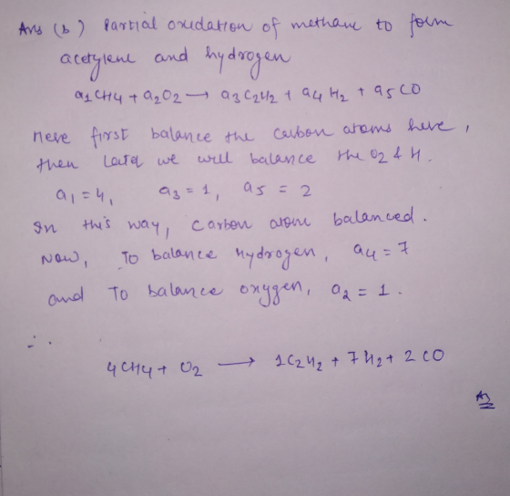 Avs (b) Partal oudatten of methau to and arajene 91CHY t Meve firstbalance the Caben arams have Loutel we wll balance then as