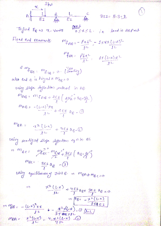 L C DsI5-3- 2. E1 E1 To jind Re a Laod in Aapart Vaies Fix ed end momonds Mo=- Pab2- - jx^X(L- j2- TenPba 2K(K-7F no ig ofle