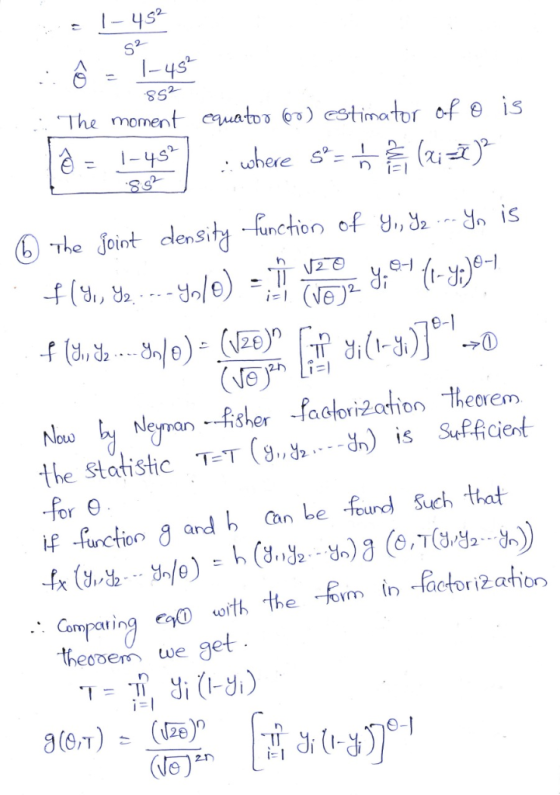 S2 49 niato,t, ) estimator of e is The morrent , o is rhe Jeint density inchon of 0-1 0-1 (Ne) sef ciet. Ter(g.ふ...-3n) is