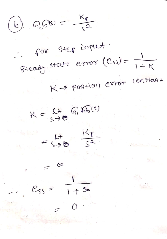 for Ster coput K → position error con stan t Lt
