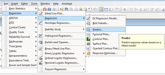 Stat Graph Editor Iools Window Help Assistant Basic Statistic.s Regression Fitted Line Plot ト11-Fit Regression Model Best Sub