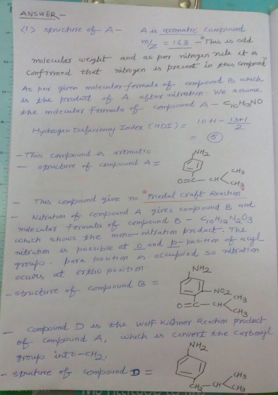 ANSWER- A s aramatic compound Ths is odd < spnuctue ofA- per nitnginue it present in tis Ceppunt moleulas weight and nitro ge
