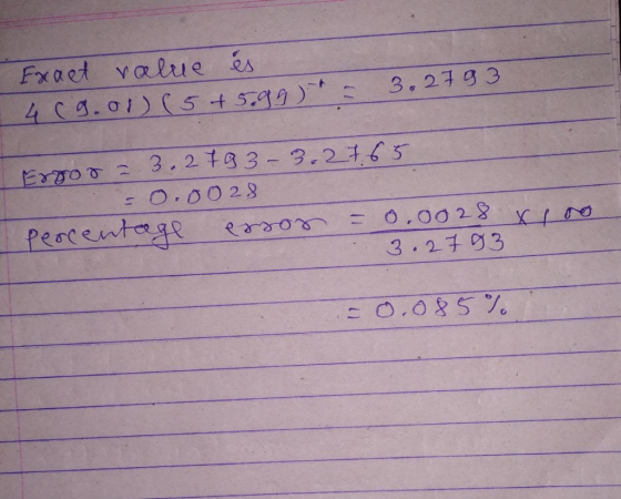 Fxaet valrue es 3.2733 4 Ca.01)( 5+539 3.2183-3.2765 O.0028 0.0028 x 0 Pencentage oeed 3.2703 O.085%