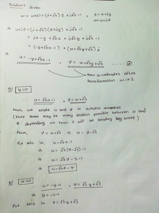 Solutionう Given: tNe co-osdindes aftes Now, we selede u andv in suitable mownneš Note these may he momy selation possible bet