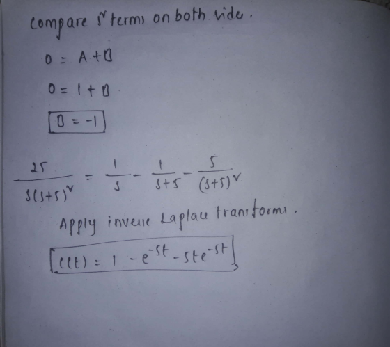 Compare termi on both vide 1厂 Apply invee Laplau tranr form (t) este