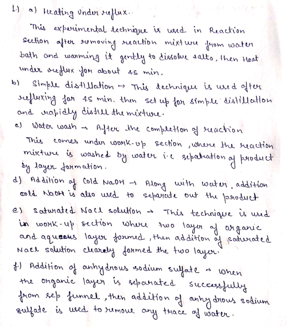 Heating vndur reflx This experimental technique is usd in Reaction Section ater sumoving uaution mixtuu 1om waten to dissolu