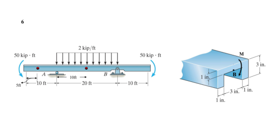 2 kip/ft 50 kip ft 50 kip ft 3 in. in 10ft> 10 ft 20 ft 10 ft 5ft+ 3 in. 1n. 1 in