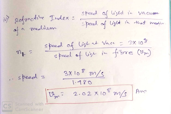 Speed af ustet in Refpnctie Tndex : afa mealium Vacuan Spead of uz thet mai IX 10 specdl of Ush nt Vace fbre (Um) speeel af U