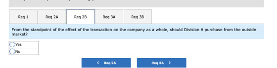Req 3B Req 1 Req 2A Req 2B Req 3A From the standpoint of the effect of the transaction on the company as a whole, should Divi